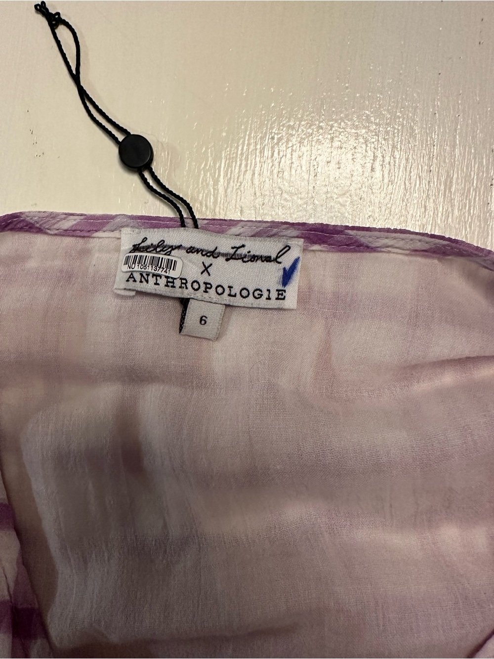 Anthropologie Lavender & White Plaid Midi Wrap Dress - Picture 4 of 5
